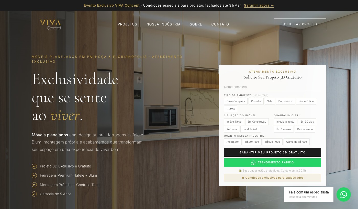 Viva Concept — site de móveis planejados